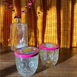 2 mini 1970’s Ball Quilted Crystal Canning Jars